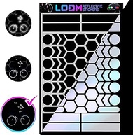 LOOM Reflective Stickers Kit (67pcs blackv2)| Self-Adhesive Bike Decals for Nighttime Safety | Reflective Sticker for Helmet, Motorcycle, Bicycle, Car &amp; Stroller | Waterproof Visibility Stickers