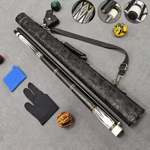 Pool Cue Set with Anti‑Warp Shaft, Piano Paint, 3‑Section Grip, 1/2 Split Design, 13 mm Tip for 8‑Ba