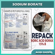 (REPACK) Agrishop Sodium Borate Boric Acid Borax 15% B 1KG 2KG Boron Disodium Tetraborate Baja Ferti