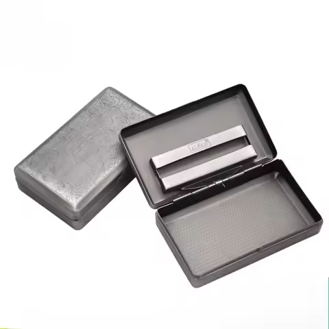 Portable Metal Cigarette Case, Cigarette Case, Moisturizing Box, Gun, Black Cut Tobacco Case.