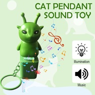 Green Alien Cat Keychain With Sound, Press To Meow Funny Novelty Toy, Gag Gift For Prank, Cute A3g9