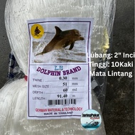 030MM X 51MM (2" Inci) X 60MD X 91.4Mtr Jaring Pukat Ikan / Mata Lintang / Isi Kosong / Warna Putih 
