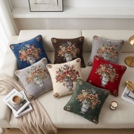 Premium Sofa Cushion Cover 48x48 cm Embroidery Motif Classic Floral Series Aesthetic Aesthetic