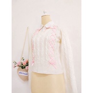 KNITWEAR Cute Ribbon Pink Lawa Cantik