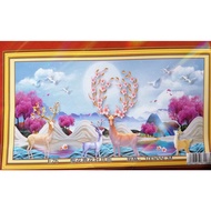 Cross-stitch painting of Deer and Fortune fully embroidered (not yet embroidered) E76