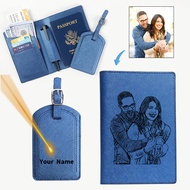 CEXIKA Personalised Photo Passport Holder Luggage Tag Farewell Gift Engraved Picture &amp; Name Passport Covers Customized Travel Credit ID Card Holder Case Christmas Gift