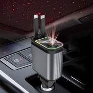 Retractable Car Charger 66W Fast Car Charger Adapter with Star Projection