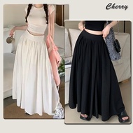 【READY STOCK】 CherryShop⭐Women's skirt loose and comfortable white pleated skirt black plain skirt