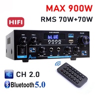 Auto-partner  HiFi Audio Amplifier Digital Bluetooth AMP RMS 70W+70W Channel 2.0  Inputs FM Radio AK