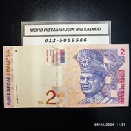 Malaysia 1999 RM2 Gabenor Ali Abul Hassan @ Aisyah Sign Tepi AUNC Foxing Old Notes Duit Lama