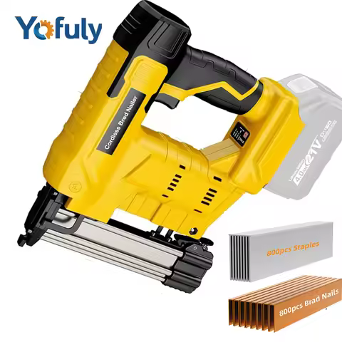 Yofuly Electric Nail Gun Cordless 2in1 F32/425K Nailer/Stapler Nailing Power Tool With 4 Mode For De