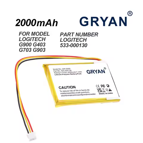 GRYAN 2000mah Battery For Logitech G900 G703 G903 Chaos Spectrum and G403 Prodigy RGB Gaming Mouse 5