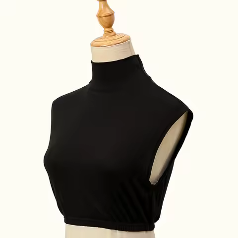 Women Spring Fake Collar Elastic Hem Soft Jersey Dickie High Round Neck Detachable Collar Women Soli