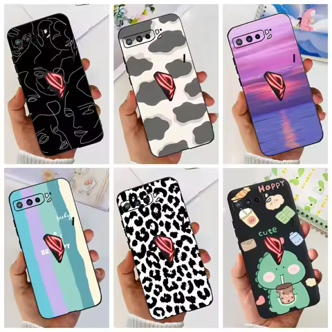 For Asus ROG Phone 3 5 6 Case Clear Cute Cartoon Black Silicone Funda For Asus ROG Phone 3 5 6 Phone