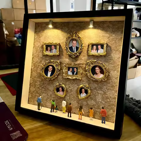 DIY Mini Museum Silhouette Box Memory Display Kit With Miniature Statue And Gold Frame Mother's Day 