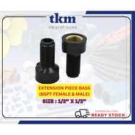[TKM]HANSEN G 1/2 BRASS THRAEDED ENDS M+F MALE & FEMALE EXTENSION SHORT PIECE / POLY HDPE PP NYLON 6
