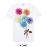 PRE-ORDER 10-14 วัน สินค้าใหม่ iCONiC RAINBOW BOUQUET T-SHIRT #7437 เสื้อยืด สีรุ้ง เสื้อยืดปักลาย เ