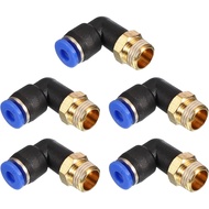 PATIKIL 1/8" Push to Connect Fitting, 5 Pack PT Male Thread 90 Degree Connect 4mm Tubing Elbow and S