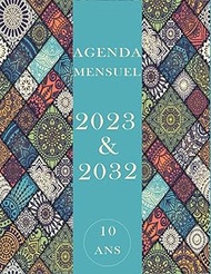 2023-2032 Agenda Mensuel: Calendrier Mensuel 120 Mois avec Jours Fériés de la France, Planificateur 