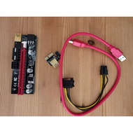 ReadyStock@PJ : PCI-E Riser 1X to 16X Graphics Extension Riser Card PCI-E USB 3.0 GPU Adapter with 6pin Interface