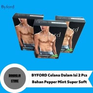 BYFORD Men's Boxer Briefs, 2 Pcs, Super Soft Mint Paper Material - S