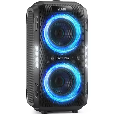 W-KING 270W PEAK Party Large Bluetooth Speaker Loudest Boom Box/12 Custom Bass/Massive 125dB 6.5''x2