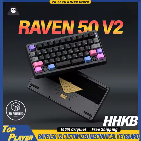 Raven50 v2 Mechanical Keyboard Barebone Kit Hot Swappable FR4 PCB Plate PORON Foam Filling HHBK WKL 