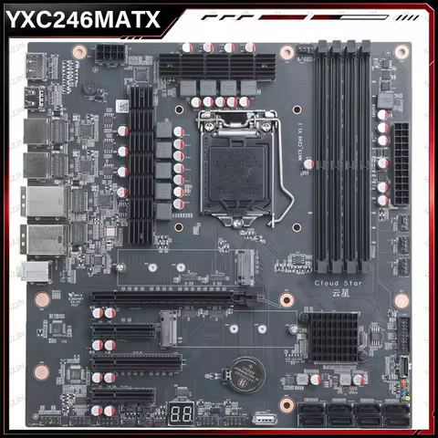 MATX-C246 Vpro NAS Motherboard LGA1151 Support 8/9 Gen Core CPU 2 M.2 NVMe 8 SATA3.0 Quad 2.5G LAN F