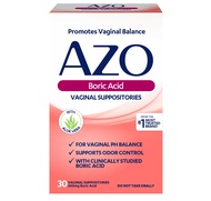 AZO Boric Acid Vaginal Suppositories, Helps Support Odor Control and Balance Vaginal PH with Clinica