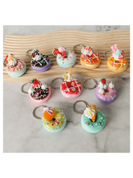 情侶包裝飾創意3d模擬食物模型甜甜圈鑰匙扣吊飾,有趣的蛋糕鑰匙扣