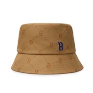 GENUINE - MLB Monogram Diamond B Boston Beige Brown Bucket Hat - Beige, Brown round brimmed Hat