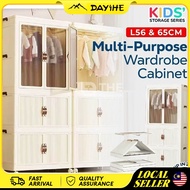 60-90cm Cabinet Wardrobe Storage Multipurpose Folding Stackable Storage Cabinet With Pulley & Double