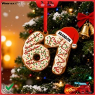 [WC]✧Christmas Pendant Striped Print Number 6 7 Charm 2D Acrylic Hanging Pendant Party Home Festive 