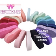 3/8 inch (9mm)Fold Over Elastic Soft Bands Sold Per 5 Yards