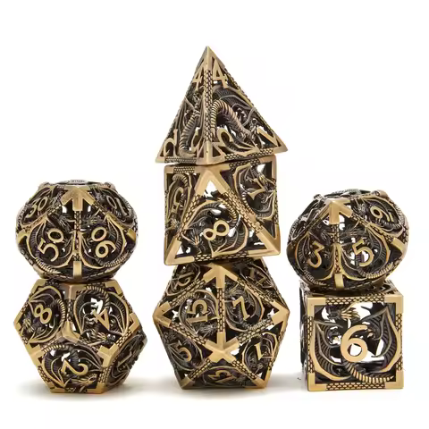 MINI PLANET Hollow Metal Dice Set DND Octopus Polyhedron Dice RPG Board Game Pathfinder Metal Dice D