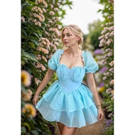 Hotgirl square neck dress with flared sleeves - 269