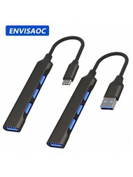 Envisaoc Usb C Hub Usb 3.0 Type-c 3.1 4埠多合一分配器 Otg Usb 2.0適用於macbook Pro 13 15 Air M1 Pro Huawei電腦配件手機