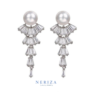 Neriza Jewelry/ ต่างหูระย้าออกงานเพชรสังเคราะห์ ประกายเทียบเท่าเพชรแท้ NE135