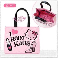 小花花日本精品♥Hello Kitty Love Channel聯名 粉色格紋口紅 手提袋手提包42086406