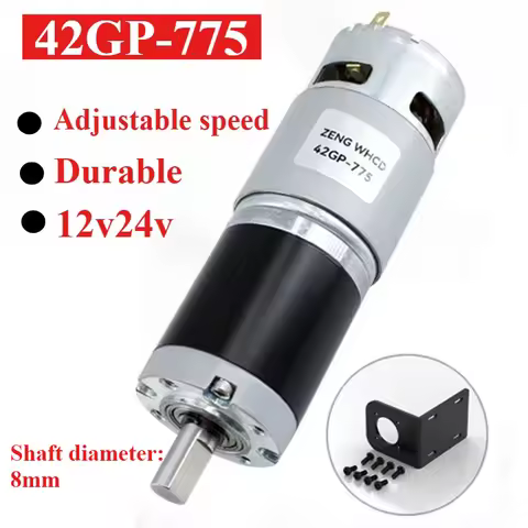 High torque 12V/24V planetary brushed motor 42GP-775 can rotate forward and reverse 8RPM~1600RPM, sh