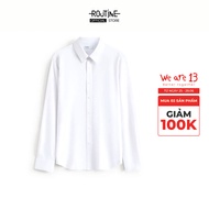 [HOT] Fitted Form Plain White Long Sleeve Men's Office Shirt - Routine 10S26SHL054