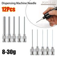 POPULAR 12Pcs Industrial Glue Injection Needle, 8G-30G Fluids Stainless Steel Dispensing|Needle, Met