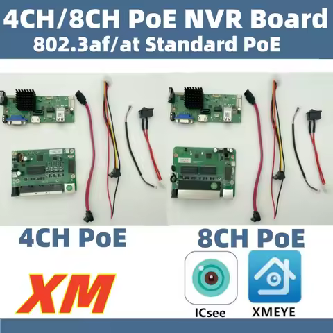 8/4CH PoE 802.3af/at 4K NVR Network Digital Video Recorder ONVIF H.265/H.264 XMEYE ICsee VMS SATA Ca