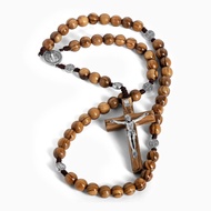 Catholic Rosary Necklace Jewelry 10mm Rose Prayer Saint Benedict 80065