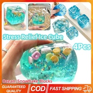 4PCS Squishy Ocean/Snowflake Blocks Stress Relief Ice Cube Transparent Soft Maltose Water Ball Gifts