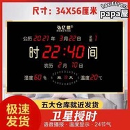 LED新款萬年曆掛鍾客廳臥室創意掛鐘壁掛電子鐘夜光靜音日曆時鐘