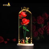 賣場免運！LYB樂一百適用于樂高40460玫瑰花玻璃罩花束展示盒帶燈禮盒防塵罩