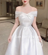 [ Voucher 50k Freeship Max 0 đồng toàn quốc ] Đầm trễ vai chất vải tapta đầm trắng đi tiệc đầm công 