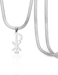 Chi Rho Christ Necklace Christogram Alpha Omega PX XP Symbol Pendant Jesus Christian Religious Jewel
