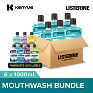 [Bundle of 6] Listerine Mouthwash 1000ml Mild Taste (7 variants like Cool Mint, Total Care Zero) Fre